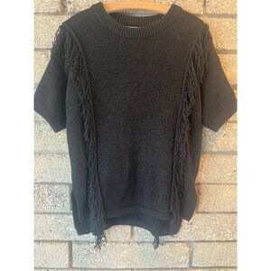 Michael Kors Fringe Black Knit  concert season Top Sz M